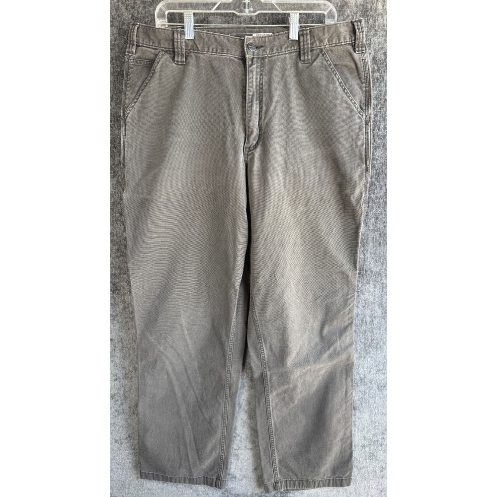 Carhartt Pants Mens 38x34 Gray Canvas Relaxed Fit Work Dungaree Rugged Flex